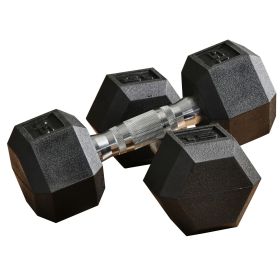 Rubber Hex Dumbbell Set 15lbs Pair for Home Gym Strength Training Black