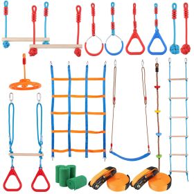 Ninja Warrior Obstacle Course for Kids, 2 x 60 ft Weatherproof Slacklines, 500lbs Weight Capacity Monkey Line, Outdoor Playset Equipment
