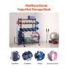 Yoga Mat Storage Rack, Powder Coated Finish Steel Yoga Mat Holder, Home Gym Workout Equipment Organizer with Hooks & Wheels