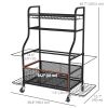 Garage Sports Equipment Organizer, Rolling Home Gym Storage Rack with Wheels, Dumbbell Rack and Ball Storage Holder