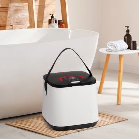 120V 200-250W Cute Luxury Towel Warmer Bucket Timer Electric Towel Warmer For Bathroom,14 Liter Capacity Spa Like Electric Towel Warmer With Deta (Option: White)