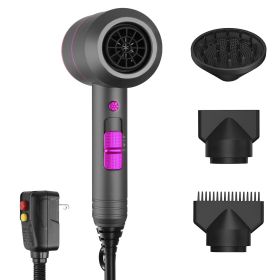 1Pc 1800W Hair Dryer Portable Compact Hair Blow Dryer With Cool Warm Hot Wind With Diffuser Concentrator Comb Nozzle ALCI Plug Overheat Protectio (Option: Grey)