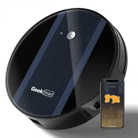 Geek Smart Robot Vacuum Cleaner G6;  Ultra-Thin;  1800Pa Strong Suction;  Automatic Self-Charging;  App Control;  Custom Cleaning;  Great For Har (Option: Darkblue)