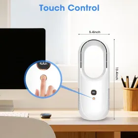 Portable Bladeless Desk Fan, Rechargeable Small Personal Cooling Table Fan With 6 Speed Modes, Quite Fan With LED Panel For Bedroom, Home, Office (Option: White)