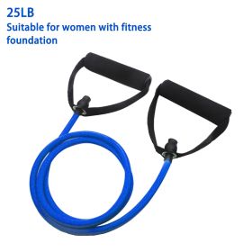 1pc 5 Levels Resistance Bands (suitable Beginner) With Handles Yoga Pull Rope Elastic Fitness Exercise Tube Band For Home Workouts Strength Train (Color: Blue-25LB)