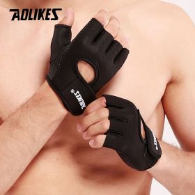 Aolikes 1pair Unisex Fitness Workout Gloves For Weightlifting Cycling Exercise Training Pull Ups Fitness Climbing And Rowing (Color: BLACK GREY, size: L)