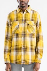 Regular Fit Checker Plaid Flannel Long Sleeve (Color: WHITE SKY, size: 2XL)