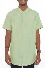 Weiv Men's Casual Short Sleeve Solid Shirts (Color: FOAM GREEN, size: 2XL)