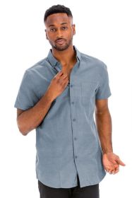 Weiv Men's Casual Short Sleeve Solid Shirts (Color: TDS- H.NAVY, size: M)