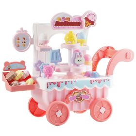 VEVOR Ice Cream Cart for Kids, 27 PCS Accessories, Pretend Play Store with Storage Trolley with Pretend Money, Sound & Light Effects (Color: Pink)