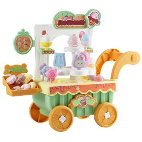VEVOR Ice Cream Cart for Kids, 27 PCS Accessories, Pretend Play Store with Storage Trolley with Pretend Money, Sound & Light Effects (Color: Green)