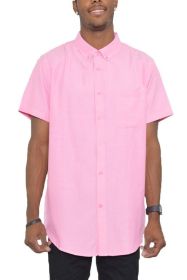 Weiv Men's Casual Short Sleeve Solid Shirts (Color: FUSCHIA, size: 2XL)