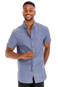 Weiv Men's Casual Short Sleeve Solid Shirts (Color: CHAMBRAY, size: M)