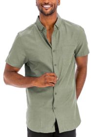 Weiv Men's Casual Short Sleeve Solid Shirts (Color: CINNAMON, size: L)
