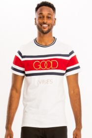 Good Vibes 3D Design Print Gold Foil (Color: White, size: L)