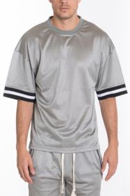 MESH SLEEVE TAPE ATHLETIC TSHIRT (Color: Grey, size: 2XL)