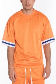 MESH SLEEVE TAPE ATHLETIC TSHIRT (Color: Orange, size: 2XL)