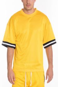 MESH SLEEVE TAPE ATHLETIC TSHIRT (Color: Yellow, size: 2XL)