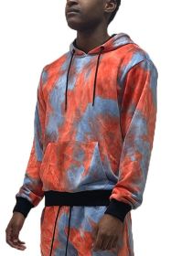 Mens Cotton Tye Dye Hoodie (Color: BLUE PINK, size: S)