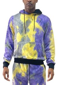 Mens Cotton Tye Dye Hoodie (Color: PURPLE YELLOW, size: 3XL)