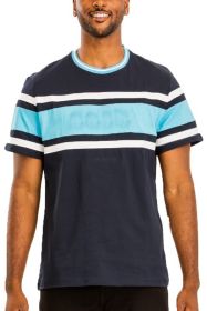 COTTON THREE STRIPE TSHIRT (Color: NAVY SKY, size: 2XL)