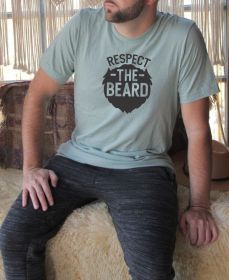 Respect the Beard Mens Tee (Color: Prism Dusty Blue, size: M)