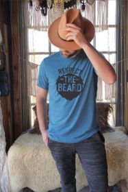 Respect the Beard Mens Tee (Color: Heather Deep Teal, size: S)