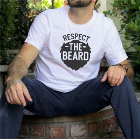 Respect the Beard Mens Tee (Color: White, size: S)