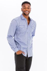 Weiv Men's Casual Long Sleeve Shirts (Color: OCEAN, size: L)