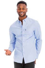 Mens Solid Long Sleeve Button Down (Color: H.CHARCOAL, size: L)
