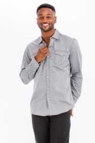 Weiv Men's Casual Long Sleeve Shirts (Color: Grey, size: XL)