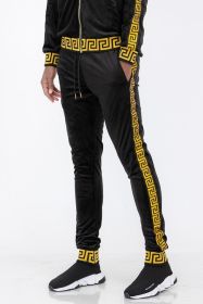 Velour Status Detail Jogger (Color: BLACK GOLD, size: 2XL)