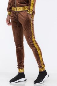 Velour Status Detail Jogger (Color: BROWN GOLD, size: 3XL)