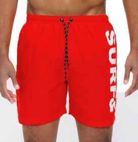 Surf&Beach Swim Trunks Board Shorts (Color: Red, size: 2XL)