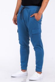 Cotton Blend Jogger Sweats (Color: Blue, size: L)
