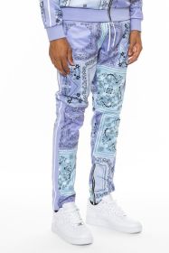 Weiv Paisley Bandana Print Track Pants (Color: Lavender, size: 2XL)