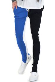TWO TONE COLOR BLOCK TRACK PANT JOGGER (Color: ROYAL/BLACK, size: M)