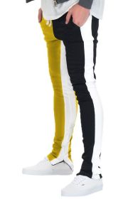 TWO TONE COLOR BLOCK TRACK PANT JOGGER (Color: GREY/BLACK, size: M)