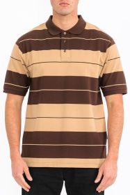 Old School Pique Polo Shirt (Color: BROWN KHAKI, size: 3XL)