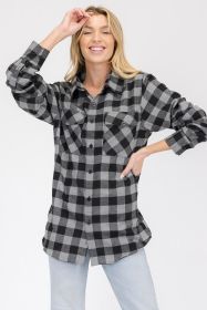 Womens Boyfriend Flannel Shirt S-L ONLY (Color: 103 BLACK GREY, size: M)