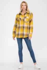 Womens Boyfriend Flannel Shirt S-L ONLY (Color: 102 YELLOW BROWN, size: M)
