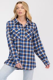 Womens Boyfriend Flannel Shirt S-L ONLY (Color: 103 BLUE BLACK, size: M)