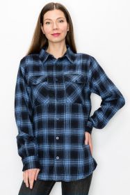 Womens Boyfriend Flannel Shirt S-L ONLY (Color: 102 NAVY SKY, size: L)