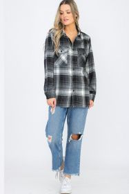 Womens Boyfriend Flannel Shirt S-L ONLY (Color: 102 BLACK GREY, size: S)