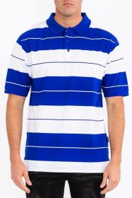 Old School Pique Polo Shirt (Color: royal white, size: L)