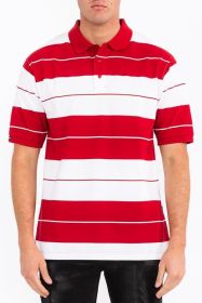 Old School Pique Polo Shirt (Color: RED WHITE, size: XL)