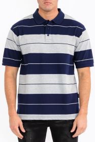 Old School Pique Polo Shirt (Color: navy grey, size: L)