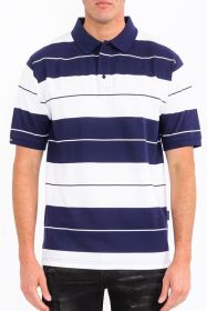 Old School Pique Polo Shirt (Color: NAVY WHITE, size: S)