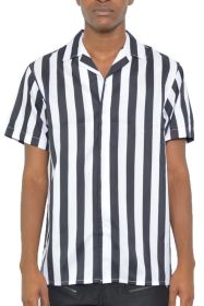 MENS SHORT SLEEVE STRIPED BUTTON DOWN PRINT SHIRT (Color: MULTI, size: 3XL)