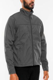Mens Solid Soft Shell Storm Tech Jacket Coat (Color: Dark Grey, size: L)
